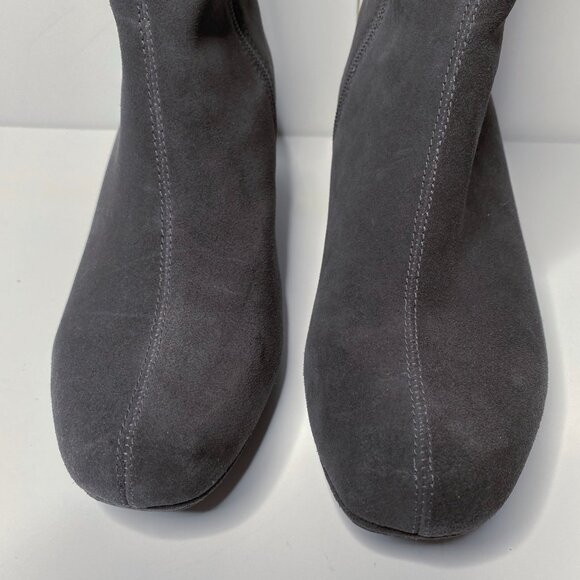 Aetrex Gray Knee High Suede Boot 9 A/B Wedge Heel Comfort Orthotic Support - Picture 3 of 8